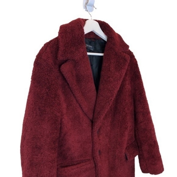 Zara Teddy Coat Red - Picture 3 of 10